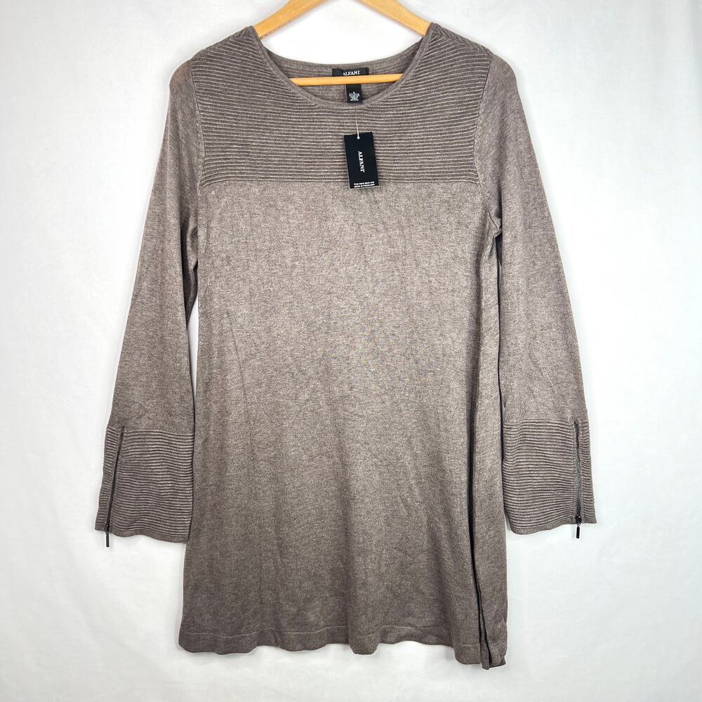New Alfani Taupe Tunic Sweater Small